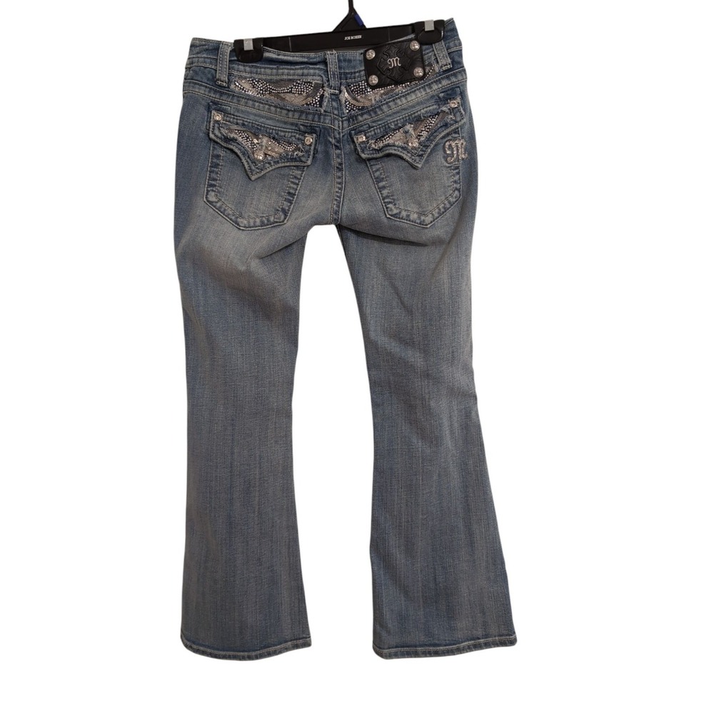 Miss Me Flare Denim Jeans 29 (30) Low Rise Stretch Sequin Blue JE5440F3R Great! - Picture 2 of 15
